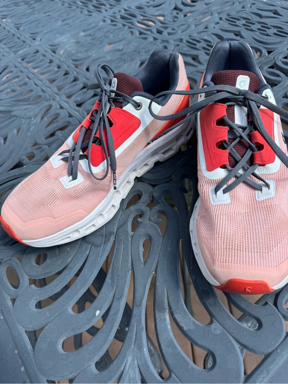 On Running women’s Sneakers in Orange with Burgundy and Grey